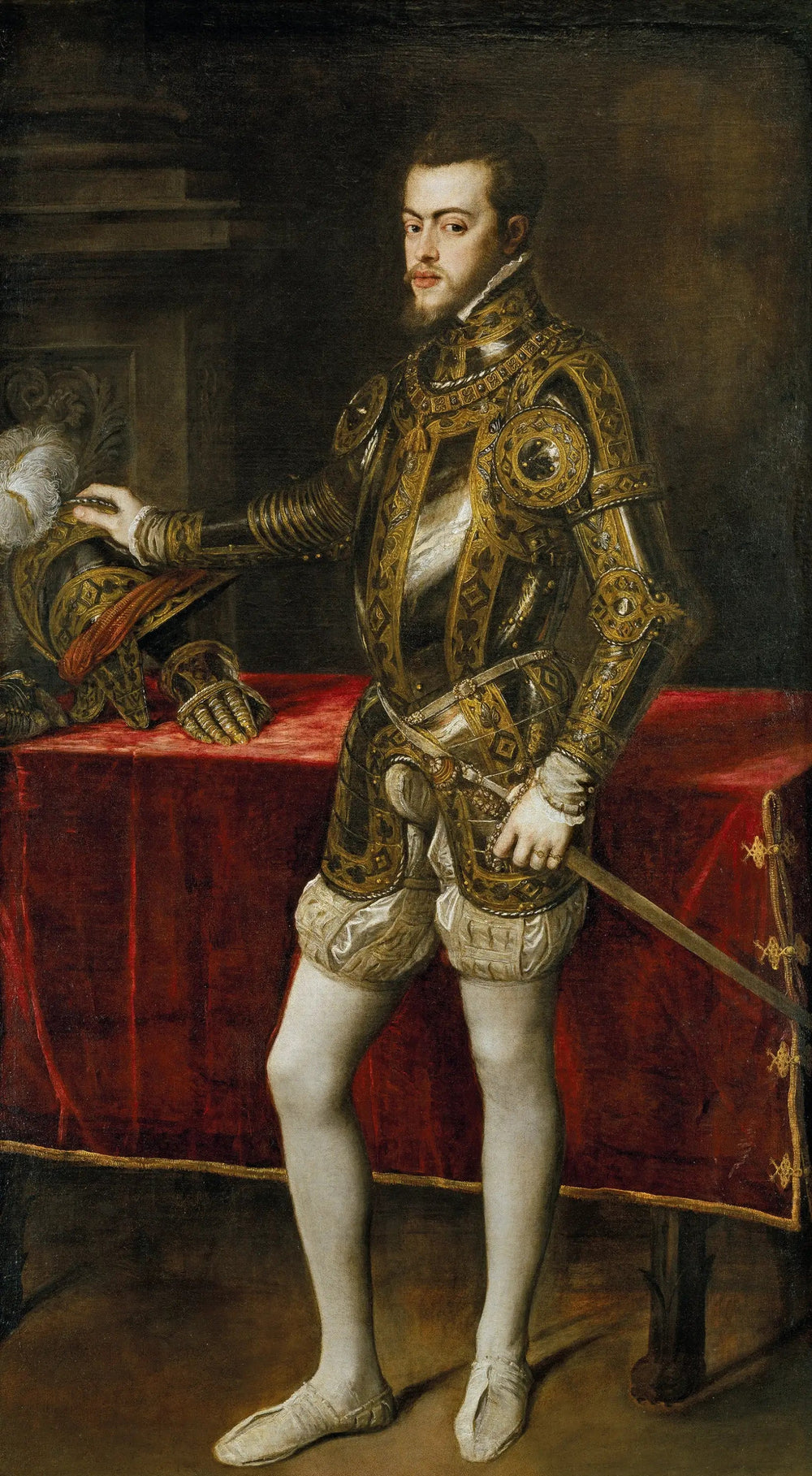 Portrait de Philippe II en armure - Titian image 1 copie de tableau peinte à la main