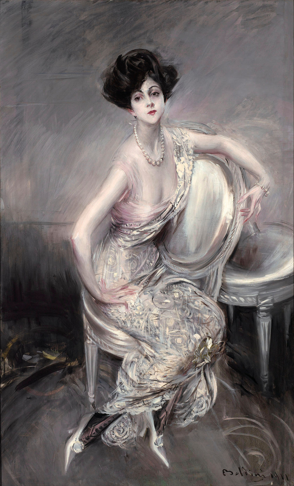 Portrait de Rita de Acosta Lydig assise - Giovanni Boldini image 1 reproduction artisanale de tableau