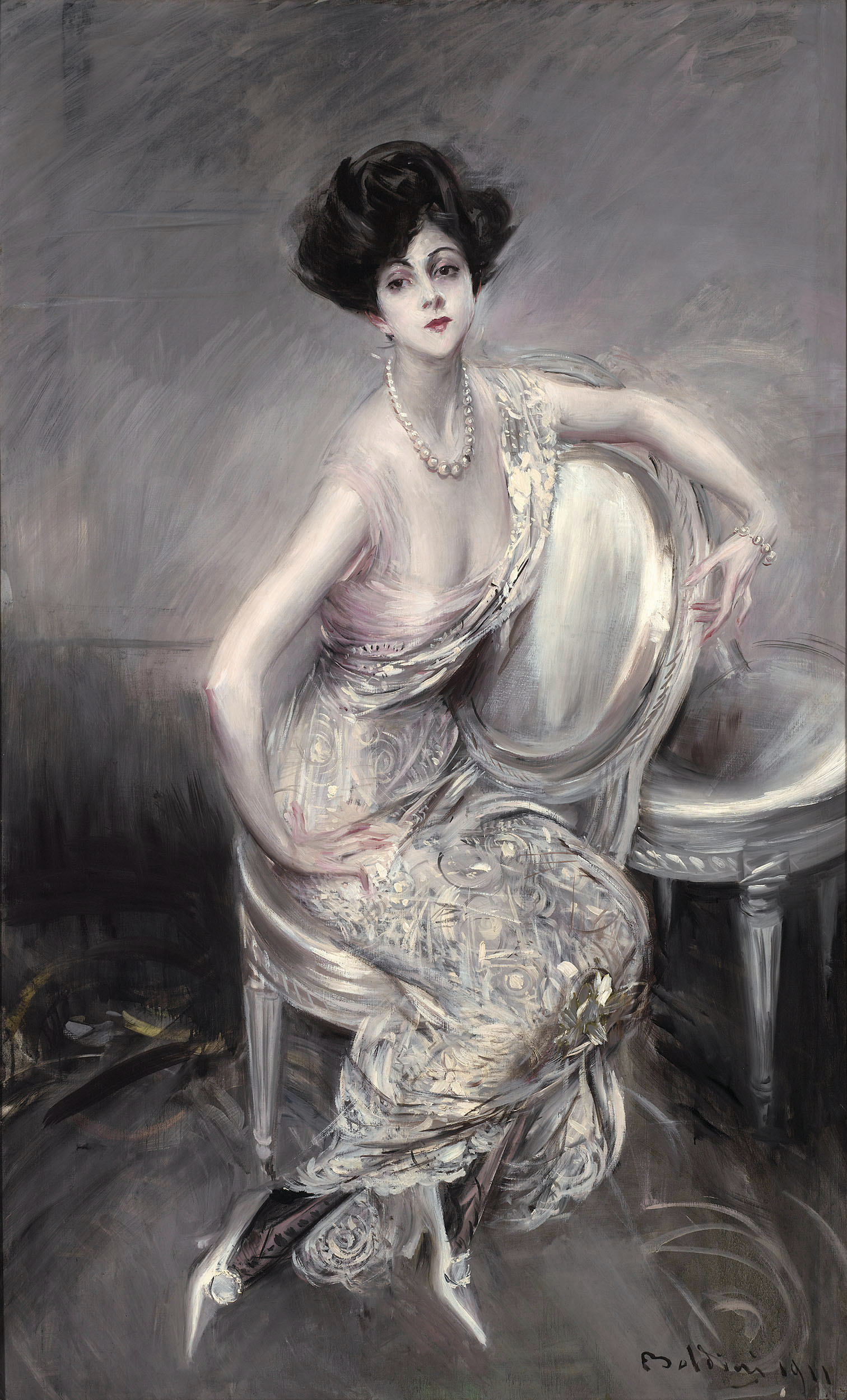 Portrait de Rita de Acosta Lydig assise - Giovanni Boldini image 1 reproduction artisanale de tableau