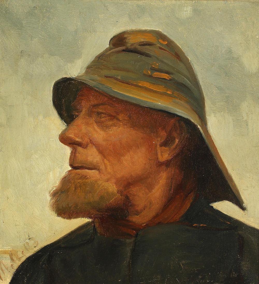 Portrait du pêcheur Jens Diget portant un ciré. - Michael Peter Ancher image 1 reproduction réalisée par Alpha Reproduction