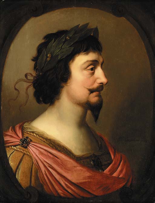 Portrait du roi Frédéric V de Bohême, en buste, de profil, à la romaine, dans un cartouche ovale feint - Gerrit van Honthorst image 1 reproduction de peinture à l’huile
