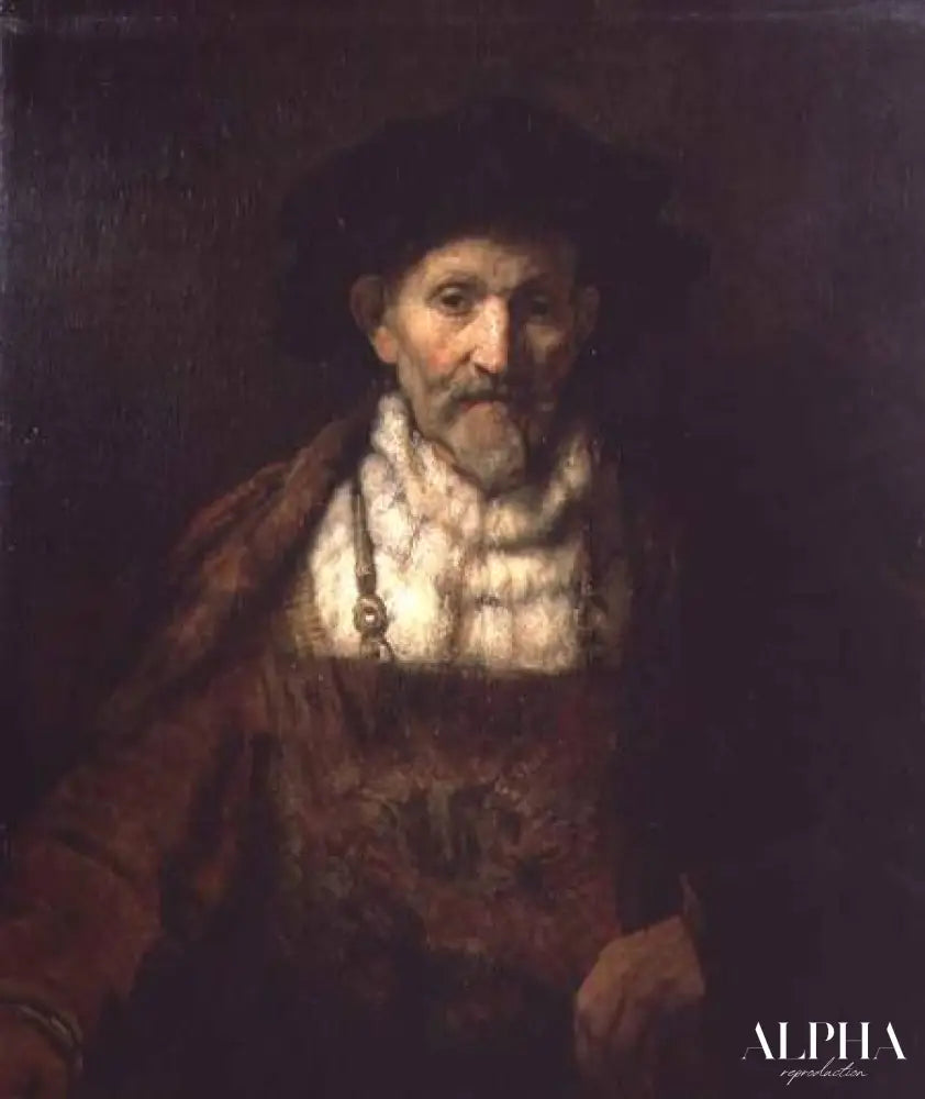 Portrait d'un vieil homme en costume d'époque - Rembrandt van Rijn - Reproductions de tableaux et peintures haut de gamme