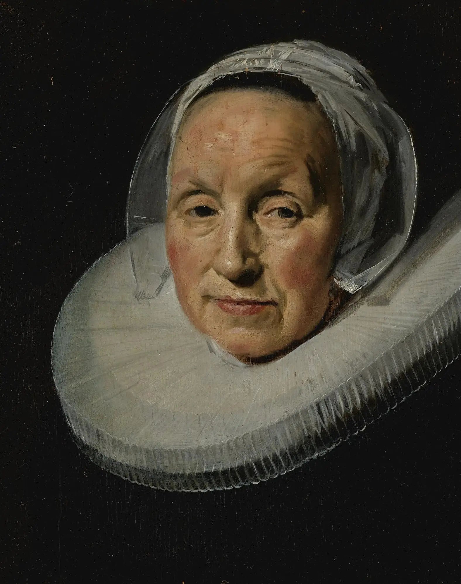 portrait d’une femme avec une collerette agrandie et coupée par rapport à sa taille originale - Frans Hals - Alpha
