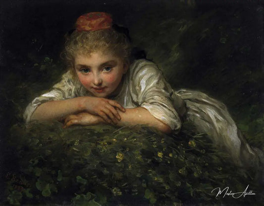 Portrait d'une petite fille - Ludwig Knaus - Reproductions de tableaux et peintures haut de gamme