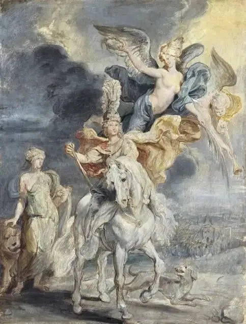 マリー・ド・メディシス（1575-1642）の騎馬肖像画とジュリエールの勝利 - ピーテル・パウル・ルーベンス