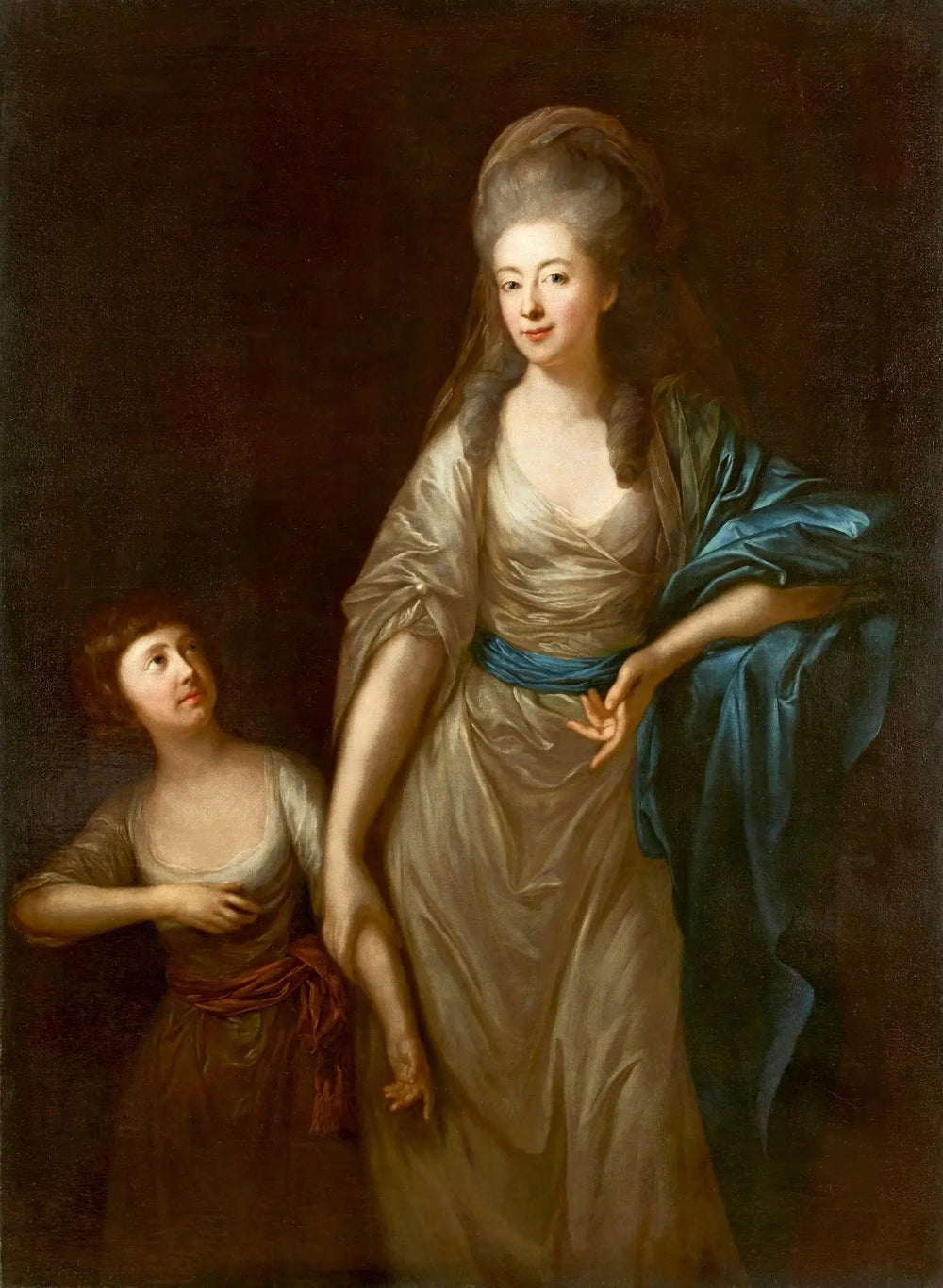 Portret hrabiny Amalii Augustyny Löfer z córką - Anton Graff image 1 reproduction de peinture à l’huile