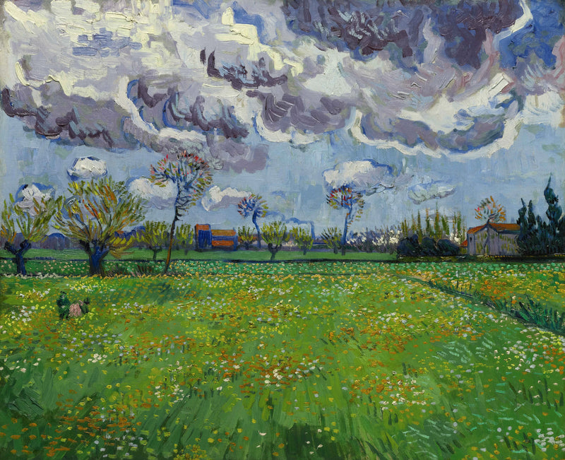 動きのある空の下の風景 - Vincent van Gogh