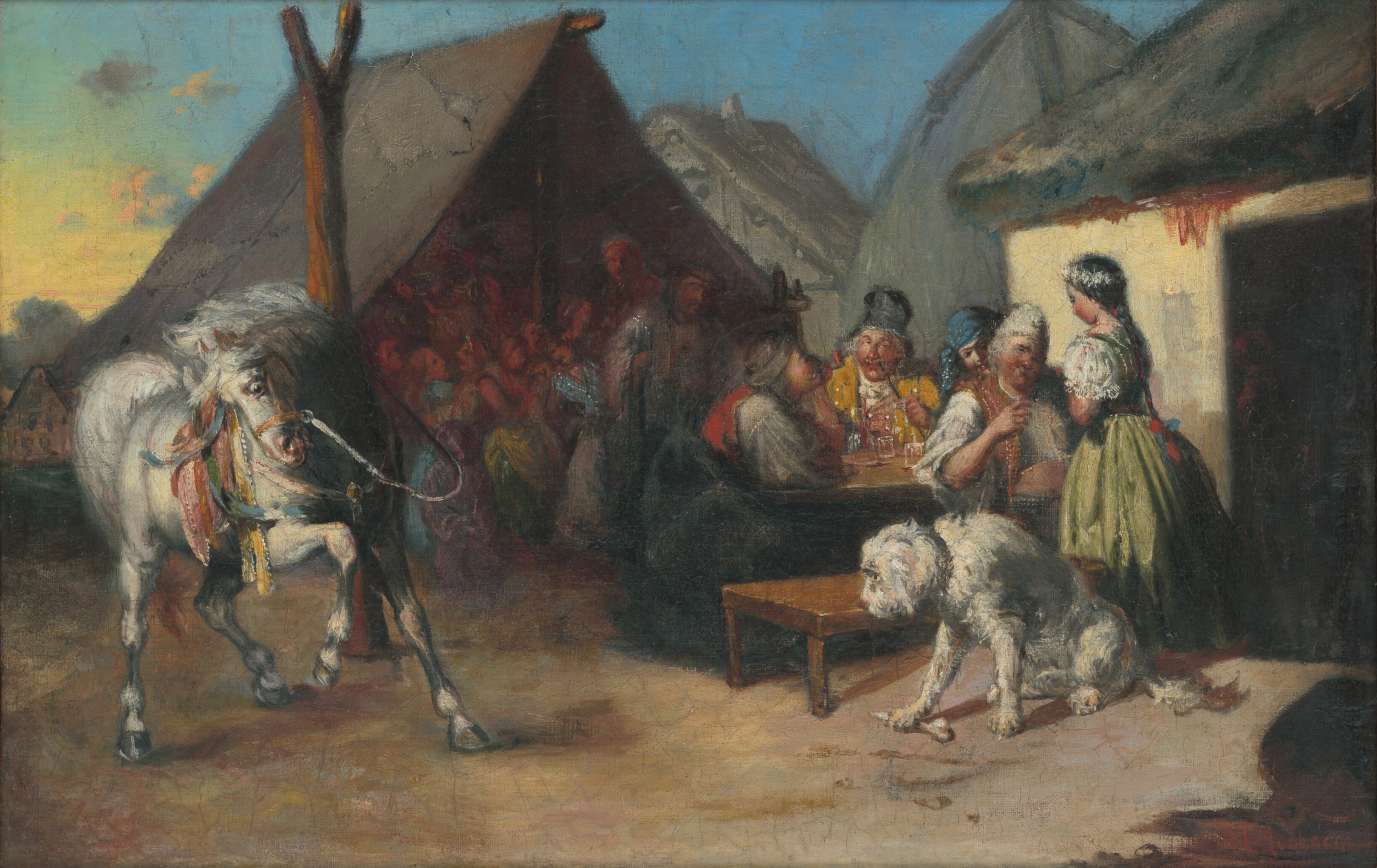 Pred krčmou - Mihály Munkácsy image 1 reproduction de peinture à l’huile