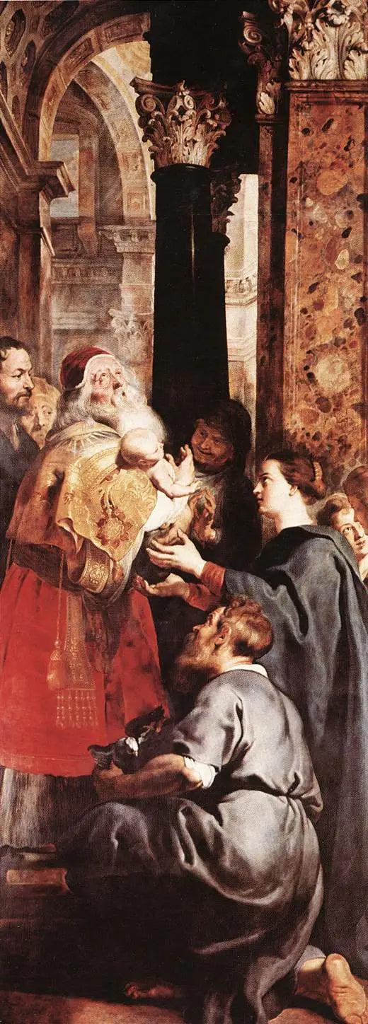 Présentation au Temple (panneau droit du tripyque) - Peter Paul Rubens image 1 copie de tableau peinte à la main