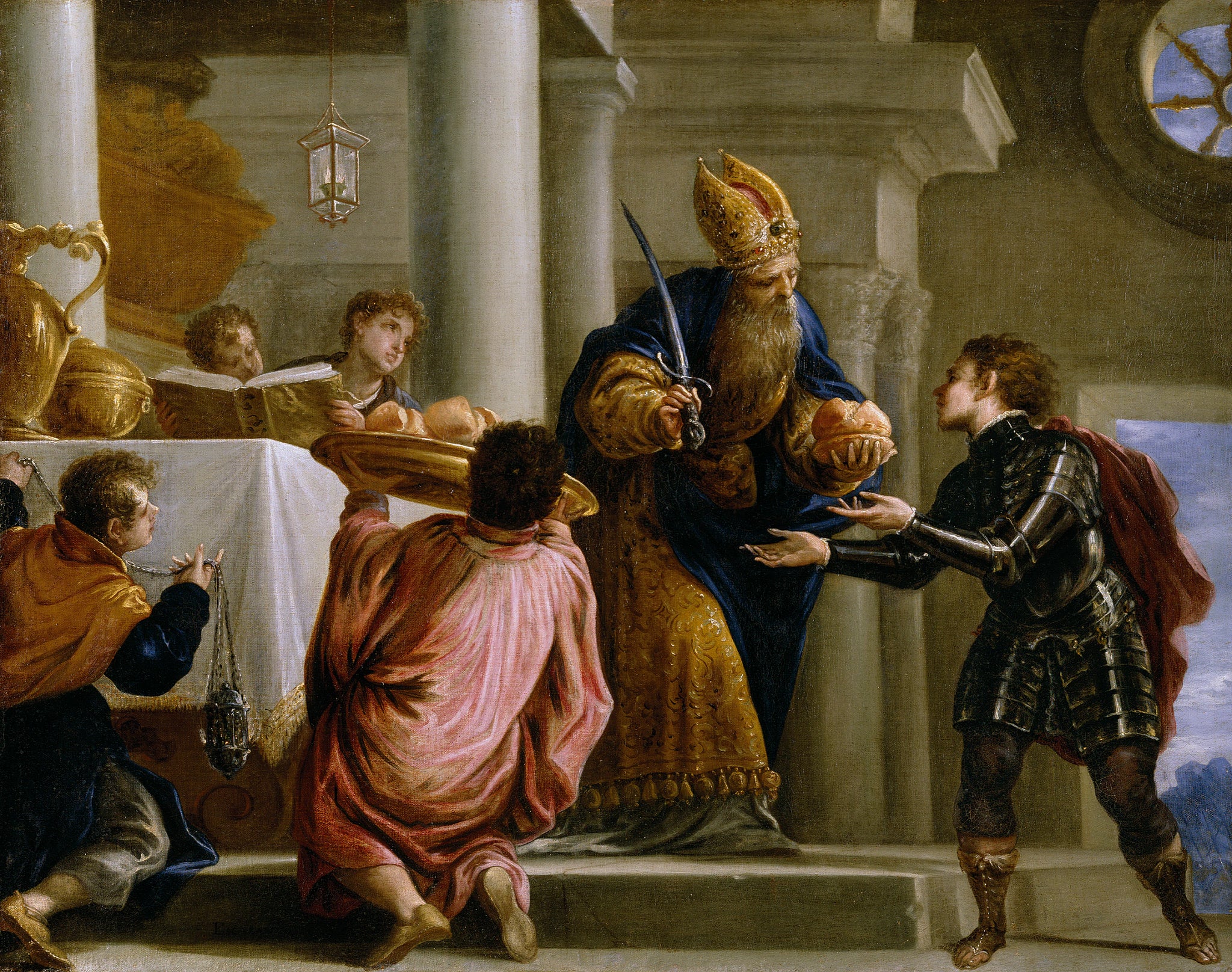 Le prêtre Ahimélec donne le pain et l'épée à David - Juan Antonio de Frías y Escalante