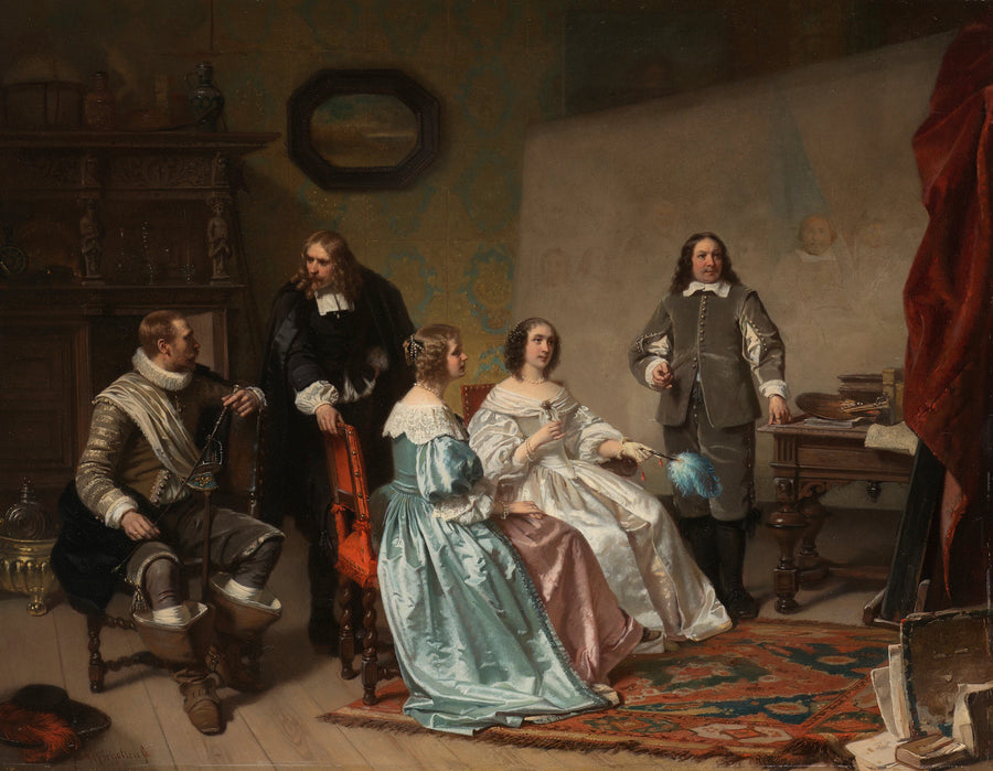 La princesse d'Orange visite l'atelier de Bartholomeus van der Helst - Hendrik Jacobus Scholten