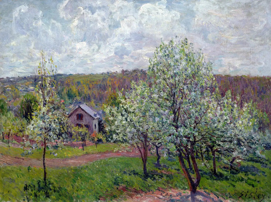 Printemps aux environs de Paris. Pommiers en fleurs - Alfred Sisley image 1 reproduction artisanale de tableau