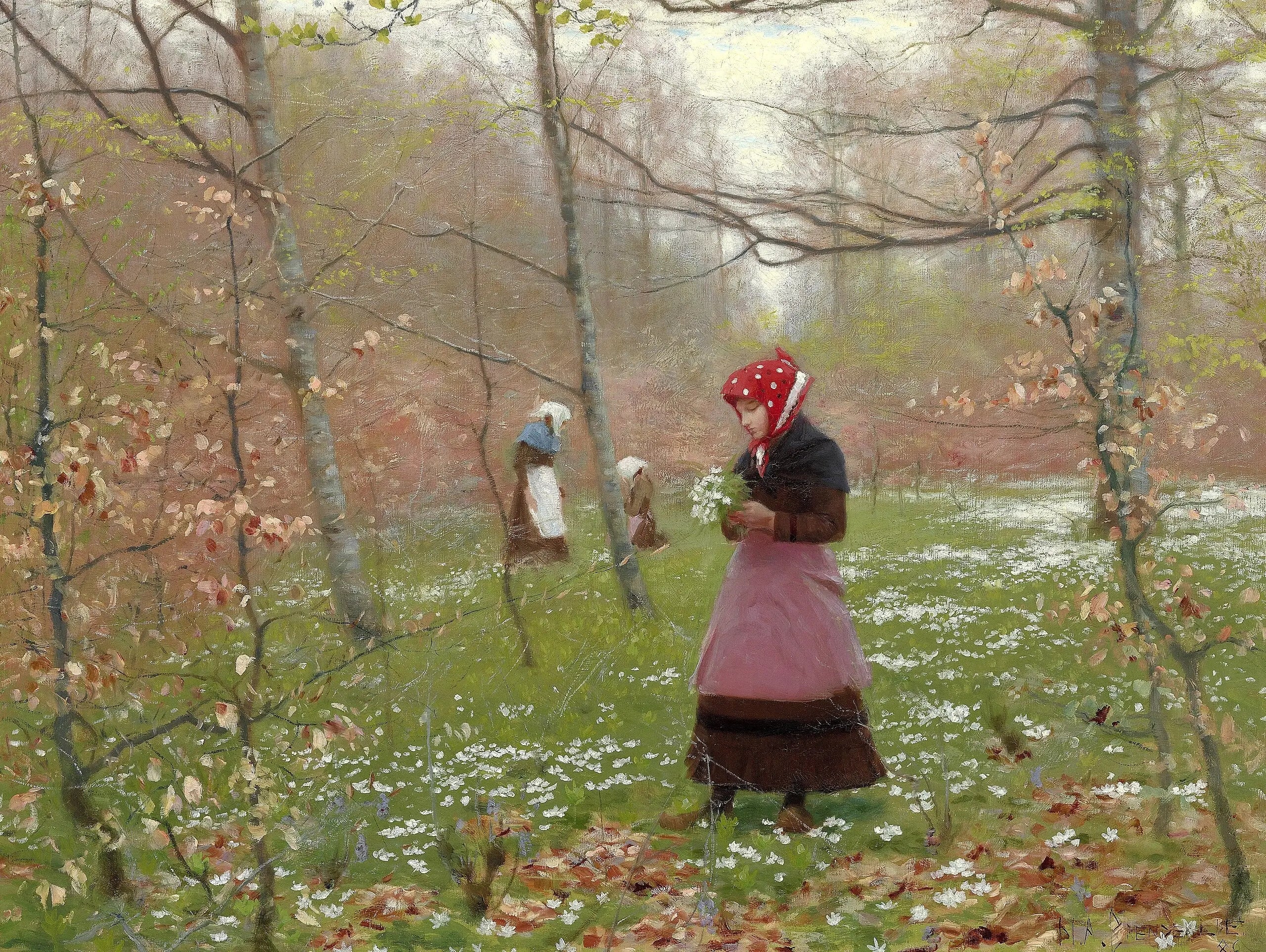 Printemps. Les premières anémones. - H. A. Brendekilde - Alpha Reproduction