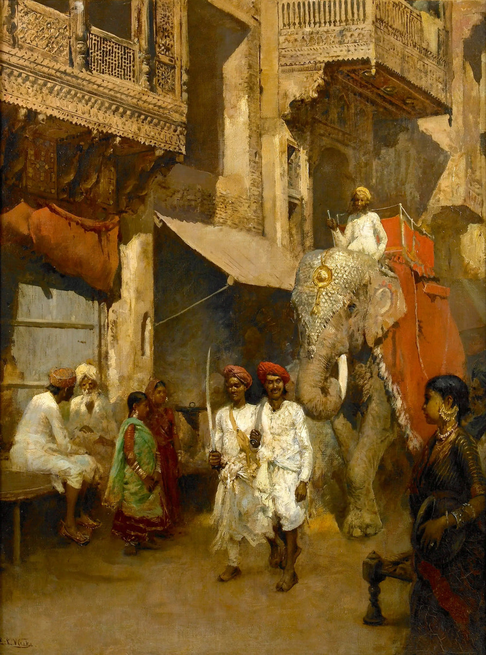 Promenade dans une rue indienne - Edwin Lord Weeks image 1 copie de tableau peinte à la main