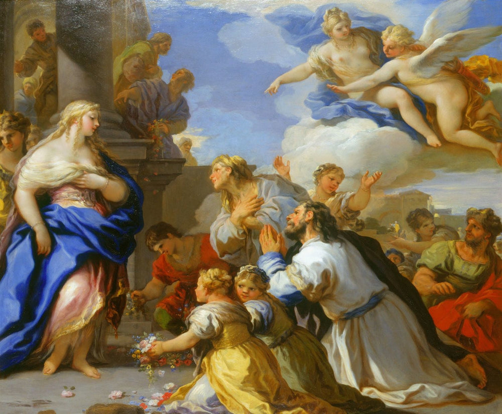 Psyché honorée par le peuple - Luca Giordano image 1 copie peinte à la main à l’huile