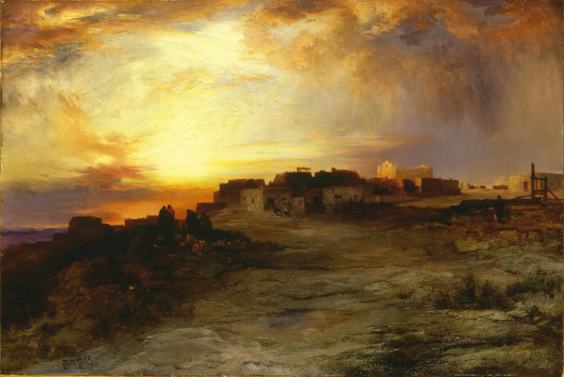 夕暮れ時の村（ラグナ） - トーマス・モラン

Source:
Pueblo au coucher du soleil (Laguna) - Thomas Moran