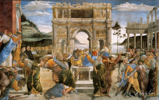 Punition du groupe Korah - Sandro Botticelli - Reproductions de tableaux et peintures haut de gamme