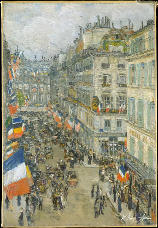 Quatorze juillet, rue Daunou, 1910 - Childe Hassam - Reproductions de tableaux et peintures haut de gamme