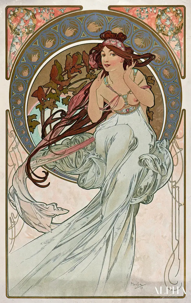 Quatre Arts : Musique - Mucha - Reproductions de tableaux et peintures haut de gamme