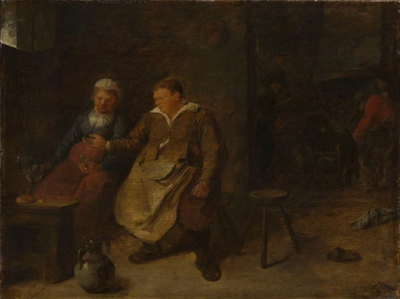 Quelques invités boivent du vin - Adriaen Brouwer