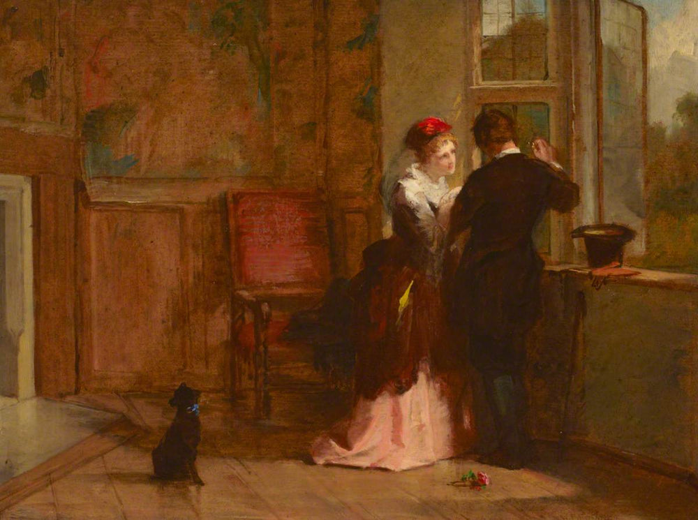 Rencontre amoureuse dans un intérieur de Haddon Hall - William Powell Frith image 1 tableau peint à l’huile sur toile