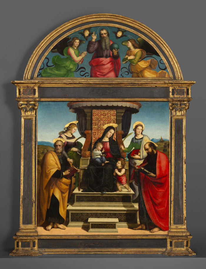 聖母と聖女とともに即位した聖母子、コロンナの祭壇画、1504-1505 年頃 - Raphaël