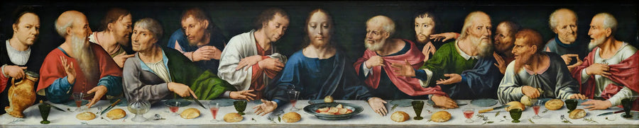キリストの嘆きの祭壇画：最後の晩餐 - ヨース・ファン・クレーフ