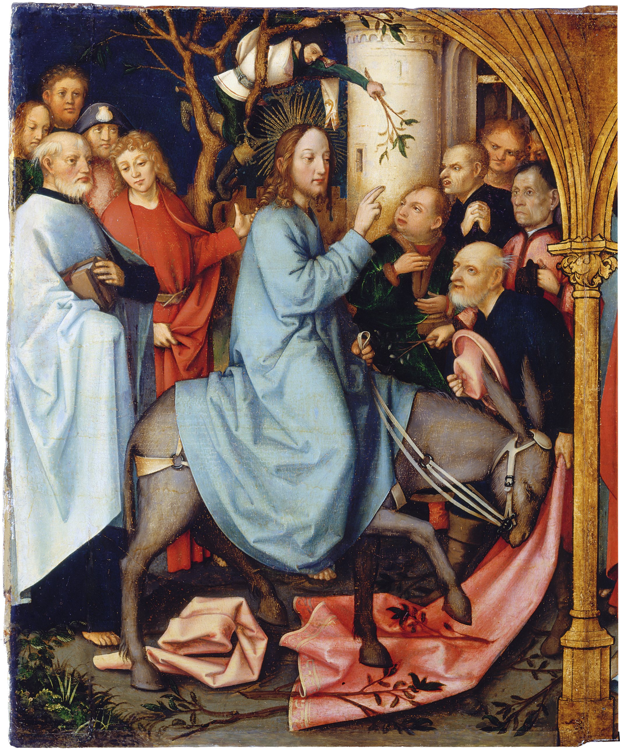 Retable dominicain de Francfort : L'entrée à Jérusalem - Hans Holbein the Elder image 1 copie de tableau peinte à la main