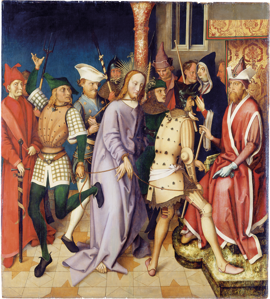 Retable dominicain de Francfort : Le Christ devant Ponce Pilate - Hans Holbein the Elder image 1 reproduction artisanale de tableau