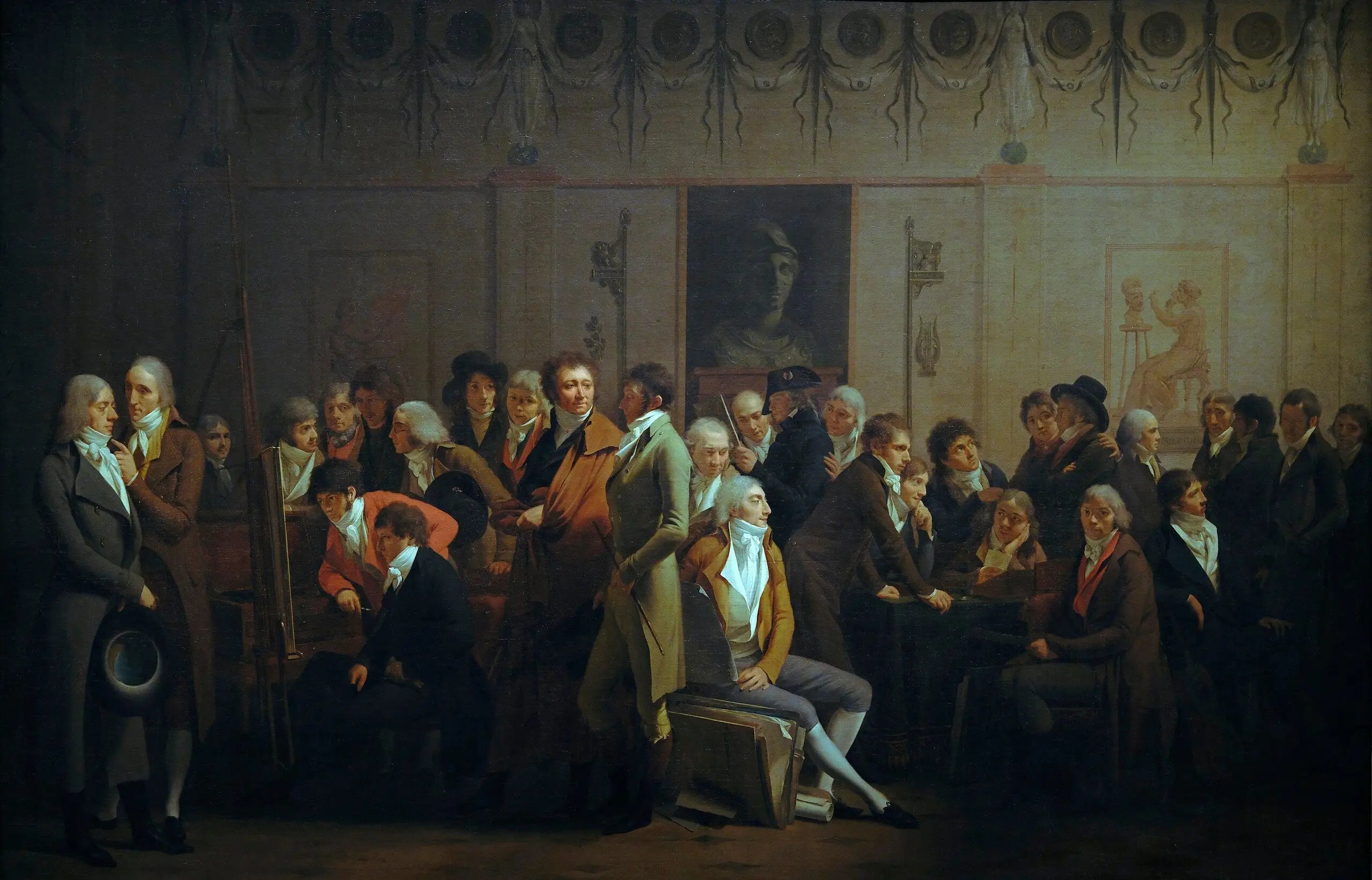 Réunion d'artistes dans l'atelier d'Isabey - Louis-Léopold Boilly image 1 reproduction de peinture à l’huile