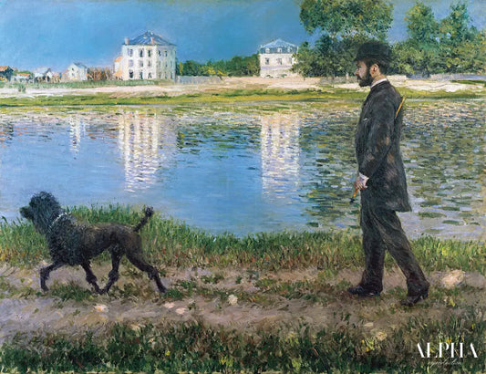 Richard Gallo et son chien au Petit Gennevilliers - Caillebotte - Reproductions de tableaux et peintures haut de gamme