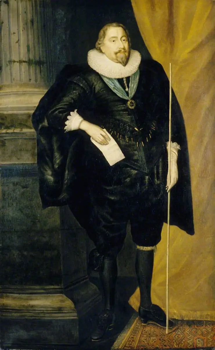 リチャード・ウェストン（1577年–1635年）、ポートランド伯爵、第1代、外交官、エチケットの大宰相、そして大財務卿

Source:
Richard Weston (1577–1635), 1er comte de Portland, diplomate, chancelier de l'Échiquier et Lord Grand Trésorier - Antoine van Dyck