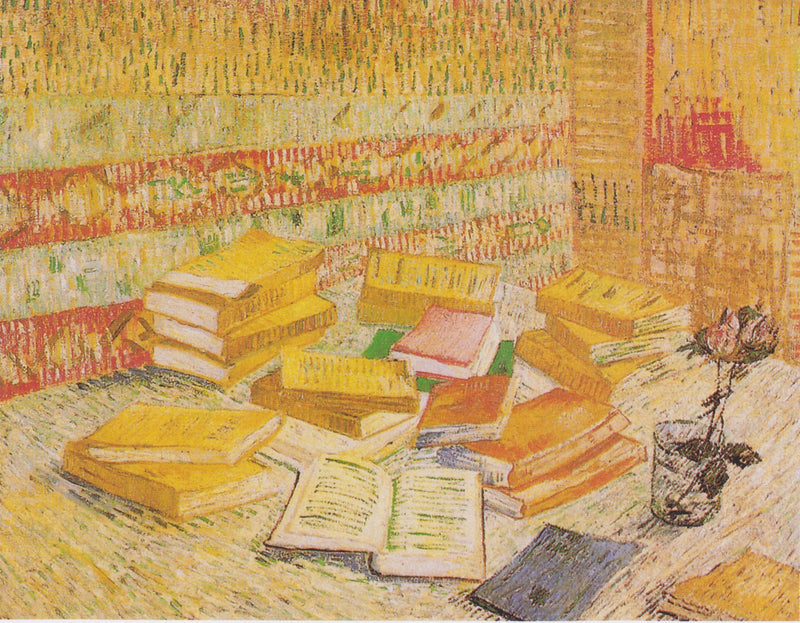フランスの小説とグラスの中のバラの静物画 - ヴィンセント・ヴァン・ゴッホ