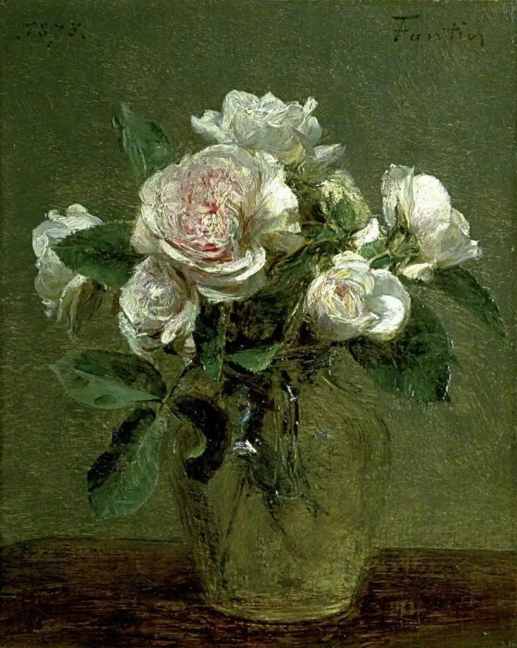 ガラスの花瓶に入った白いバラ - アンリ・ファンタン＝ラトゥール

Source:
Roses blanches dans un vase en verre - Henri Fantin-Latour