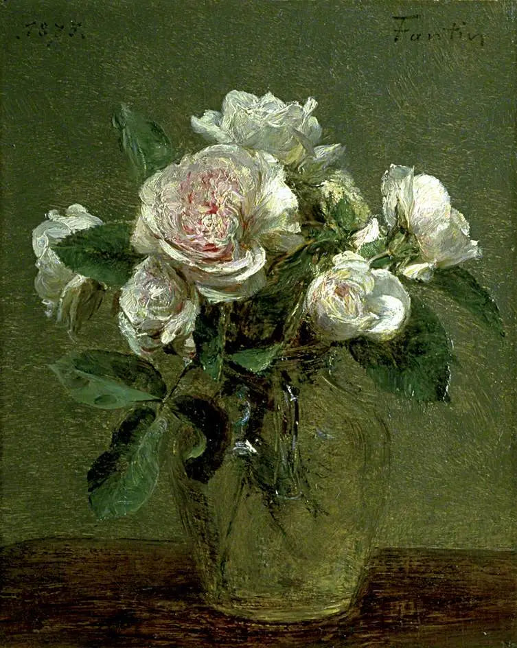 ガラスの花瓶に入った白いバラ - アンリ・ファンタン＝ラトゥール

Source:
Roses blanches dans un vase en verre - Henri Fantin-Latour