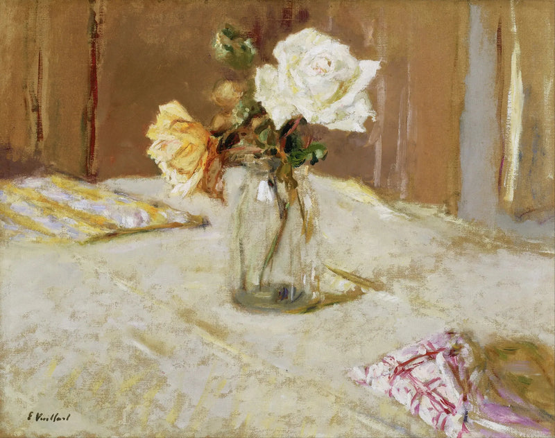 ガラスの花瓶のバラ - エドゥアール・ヴィヤール