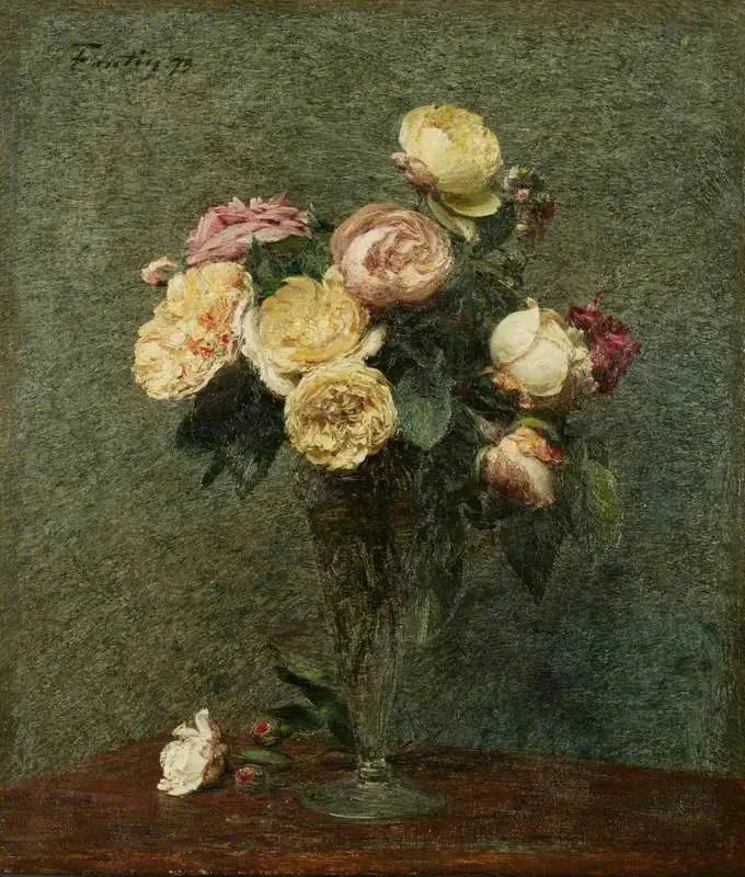 ガラスの花瓶のバラ - アンリ・ファンタン＝ラトゥール

Source:
Roses dans un vase de verre - Henri Fantin-Latour