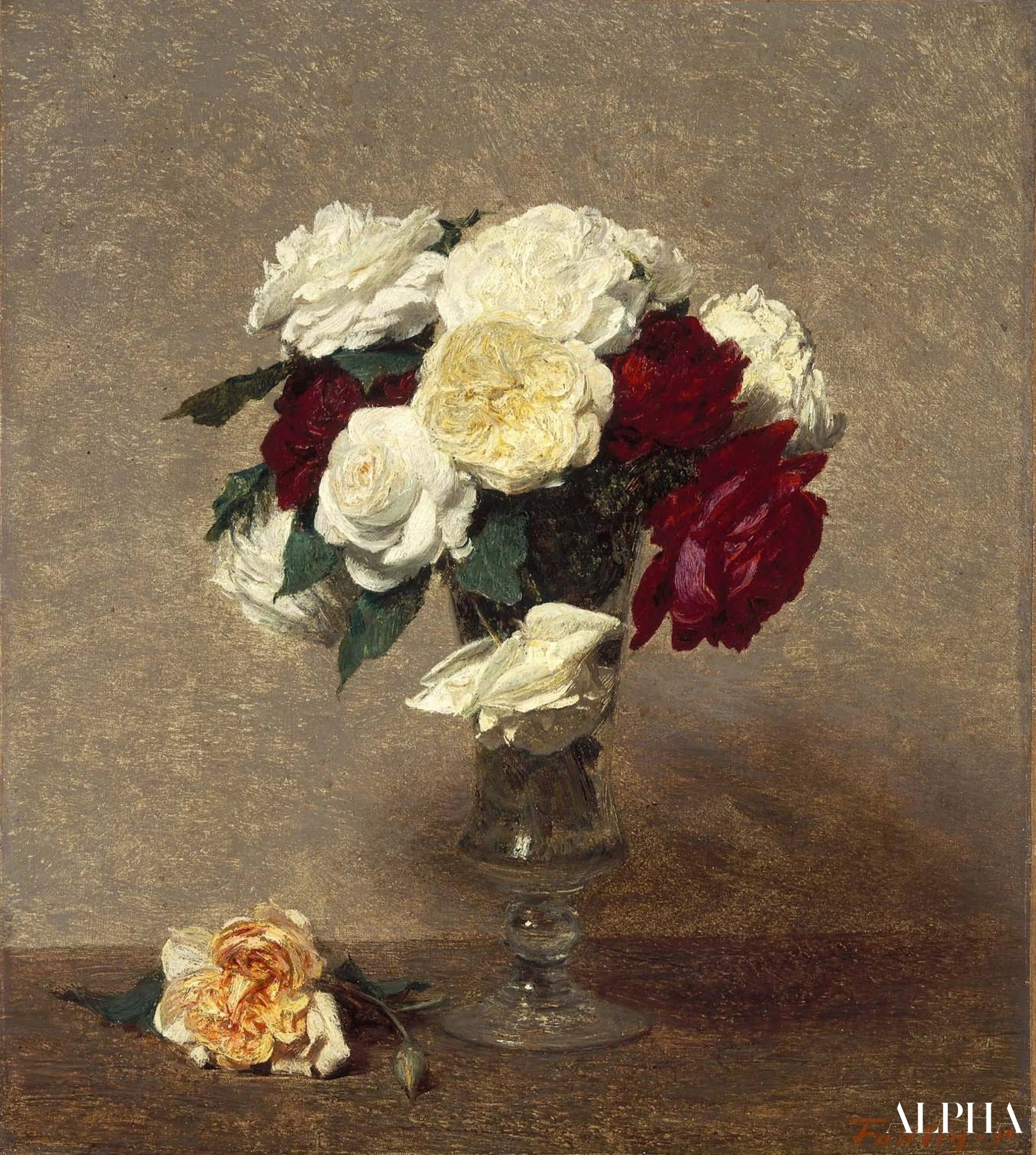 Roses dans un vase en verre, 1987 - Henri Fantin-Latour - Reproductions de tableaux et peintures haut de gamme