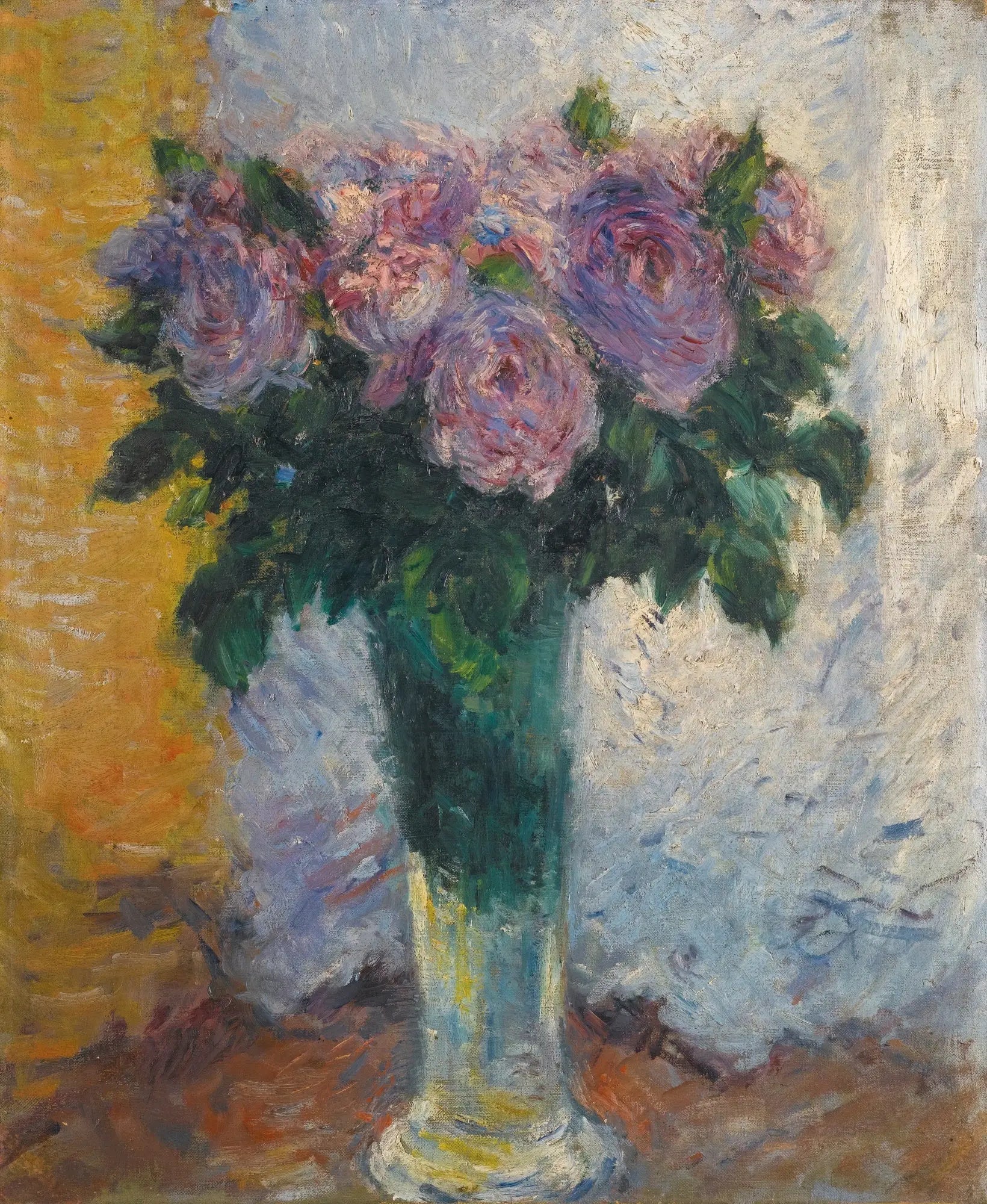Roses dans un vase - Gustave Caillebotte image 1 copie de tableau peinte à la main