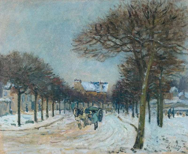 マルリー＝ル＝ロワのアブレヴワールを回避する道、雪の時間 - アルフレッド・シスレー