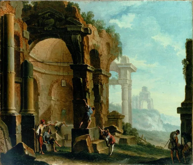 人物のある古代遺跡 - セバスティアーノ・リッチ