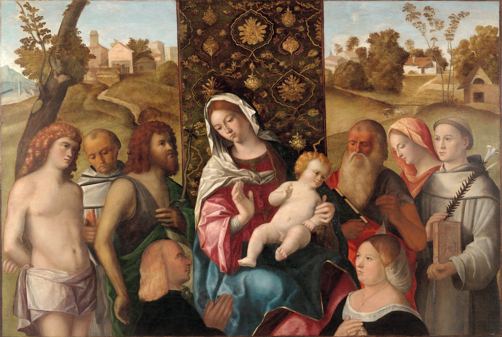 Sacra Conversazione avec les donateurs - Cima da Conegliano image 1 reproduction d’œuvre d’art à l’huile