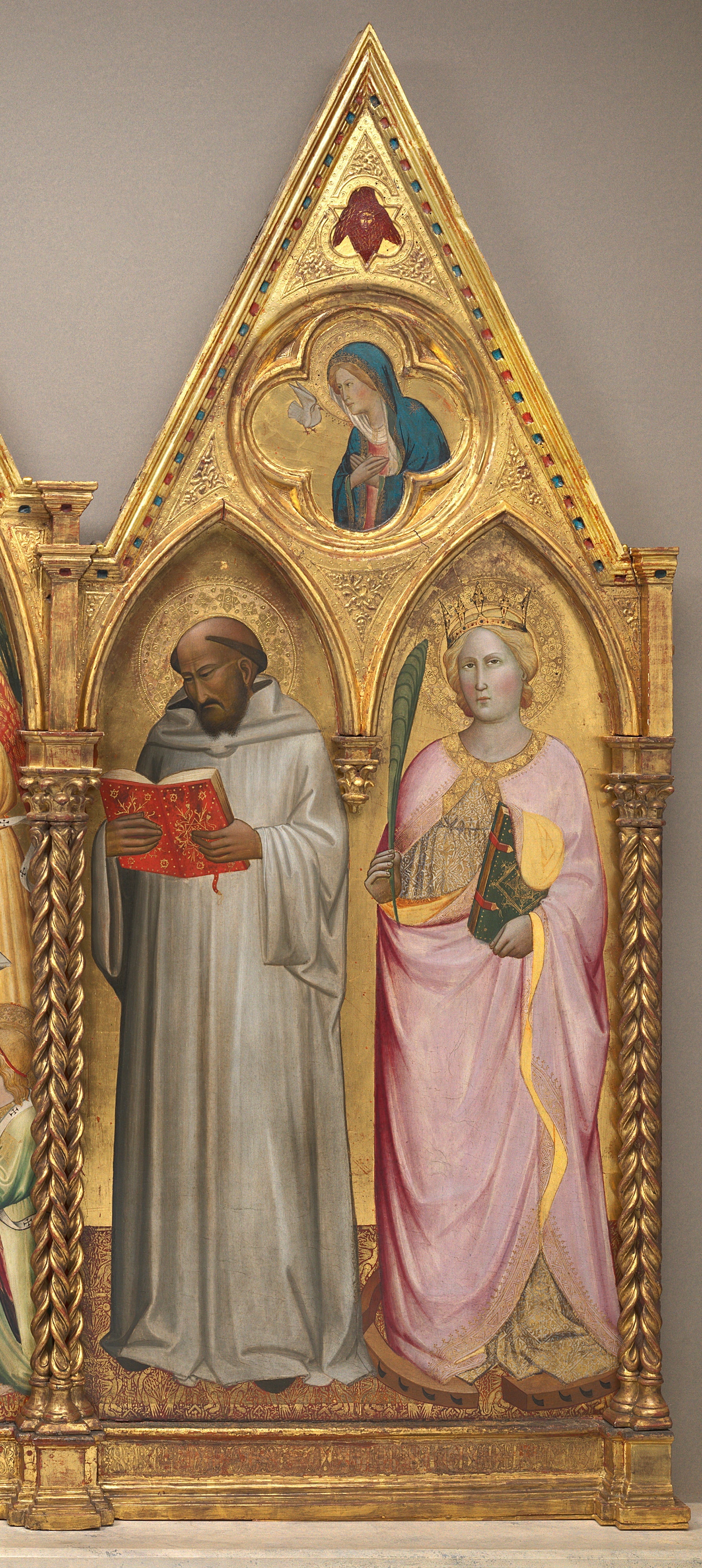 Saint Bernard et sainte Catherine d’Alexandrie avec la Vierge de l’Annonciation [panneau de droite] - Agnolo Gaddi