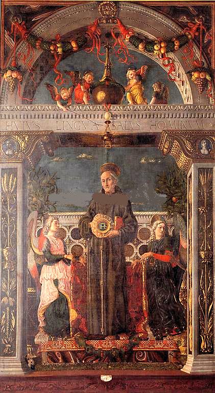 Saint Bernardin de Sienne et deux anges (Mantegna) - Andrea Mantegna - Alpha Reproduction