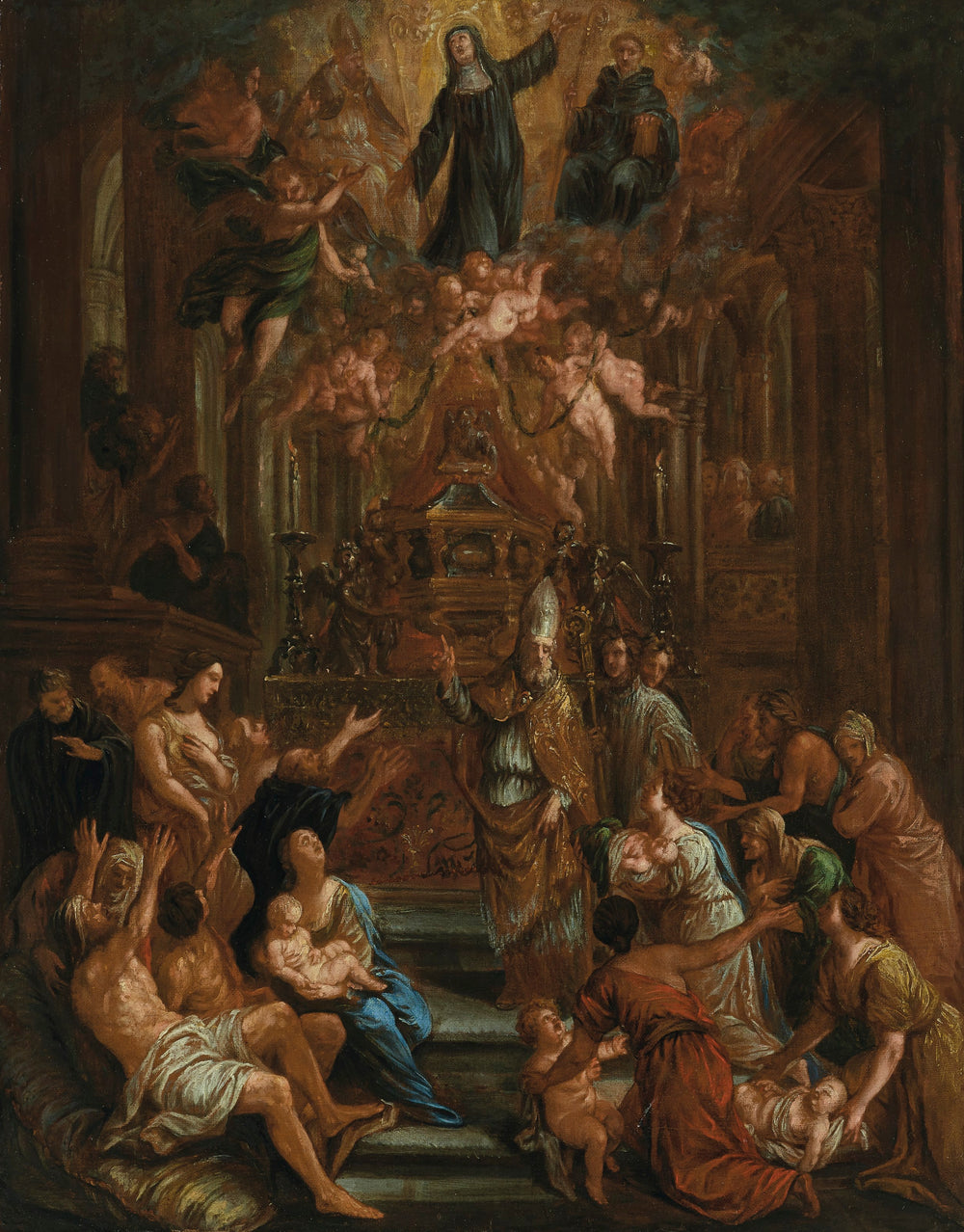 Saint Charles Borromée intercédant pour le pestiféré - Jacob Jordaens image 1 copie peinte à la main à l’huile