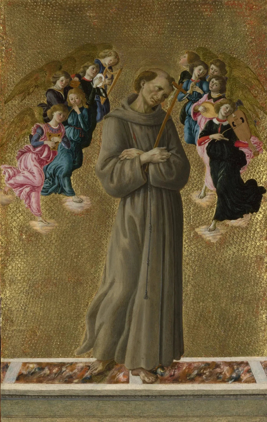 Saint François d’Assise avec des anges de Botticelli, National Gallery de Londres – reproduction peinture à l’huile sur toile