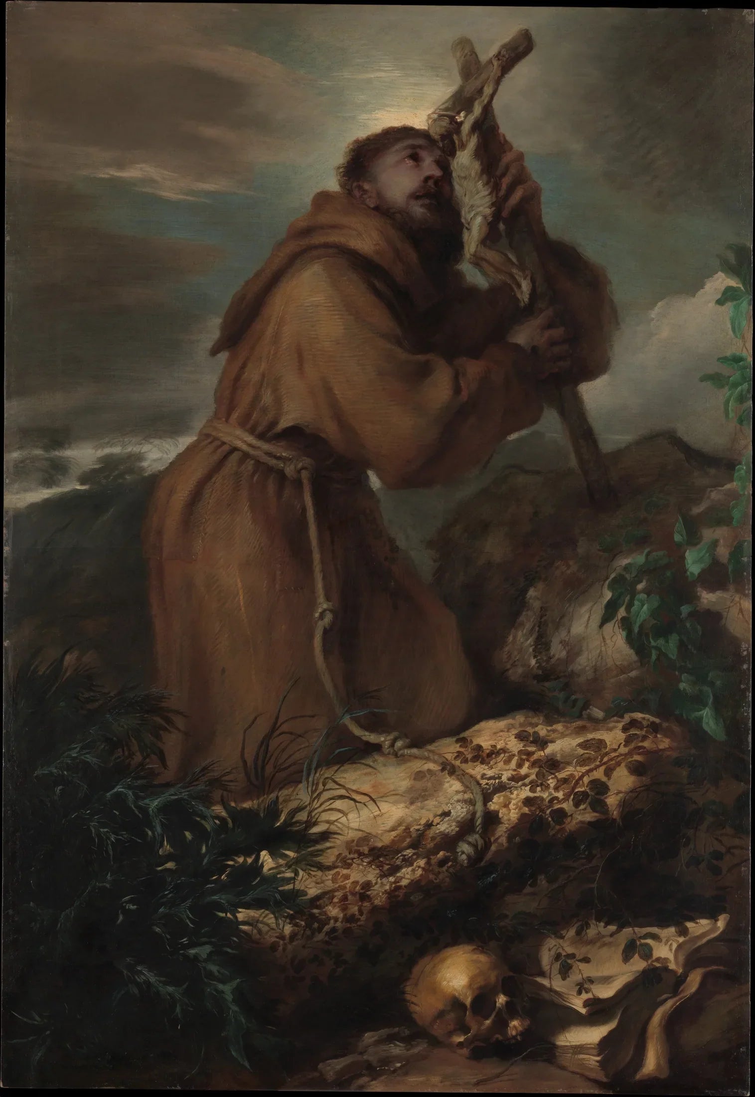 Saint François en extase - Giovanni Benedetto Castiglione image 1 copie de tableau peinte à la main