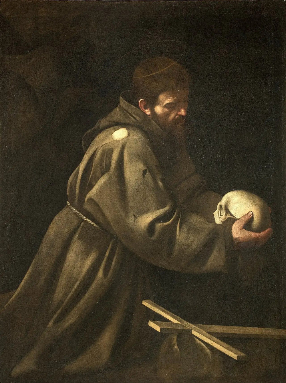 Saint François en méditation - Le Caravage image 1 copie peinte à la main à l’huile