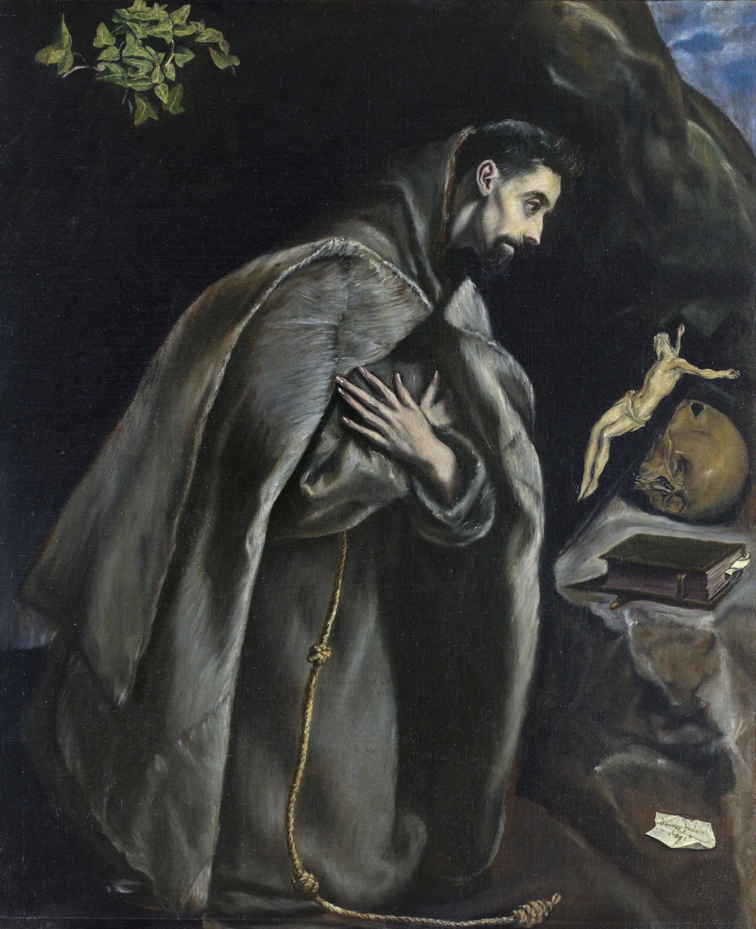 Saint François en prière devant le Crucifix - El Greco image 1 copie de tableau peinte à la main