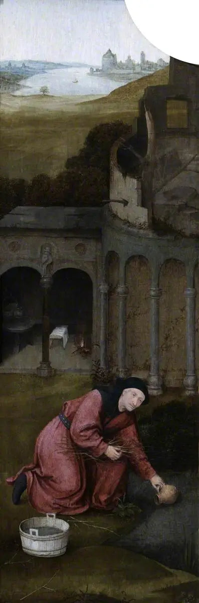 Saint Joseph ramassant du bois (triptyque, intérieur de l'aile gauche) - Hieronymus Bosch image 1 tableau peint à l’huile sur toile